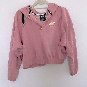 Nike women’s cropped hoodie quarter zip -size M